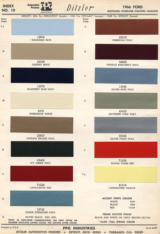 Colors Uscars24 Classics Com - 1967 Mustang Paint Color Chart